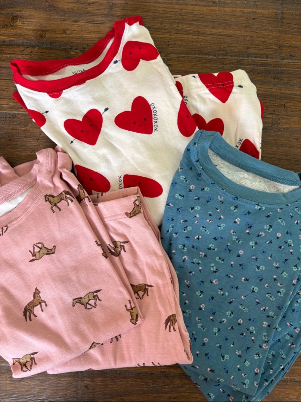 Carter’s Girl Size 12, Heart, Horse & Floral Pajama Set - White/Red, Pink, Blue